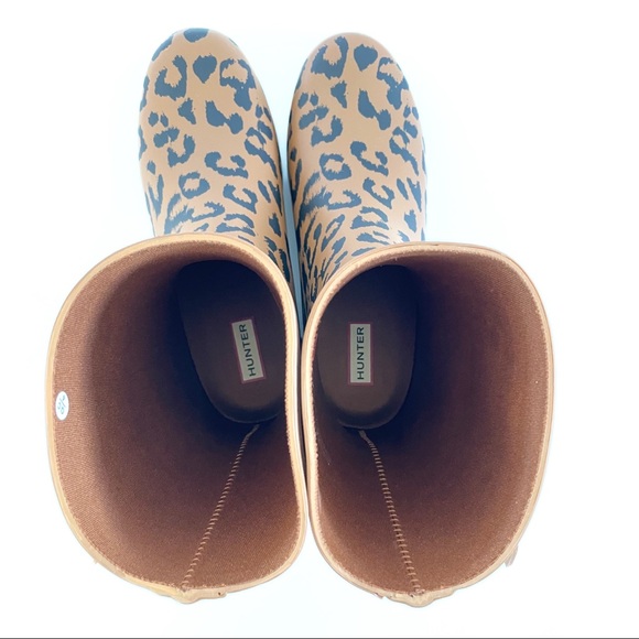 Hunter Original Leopard Print Refined Short Rain Boots in Size 10 - Picture 8 of 16